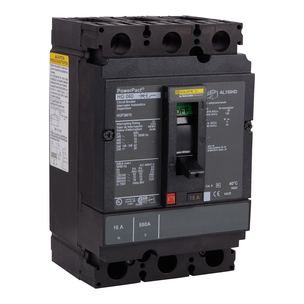 Square D HGP36080 Circuit Breaker | 600V 80A 3P 35kA@480V Bolt-On Powerpact