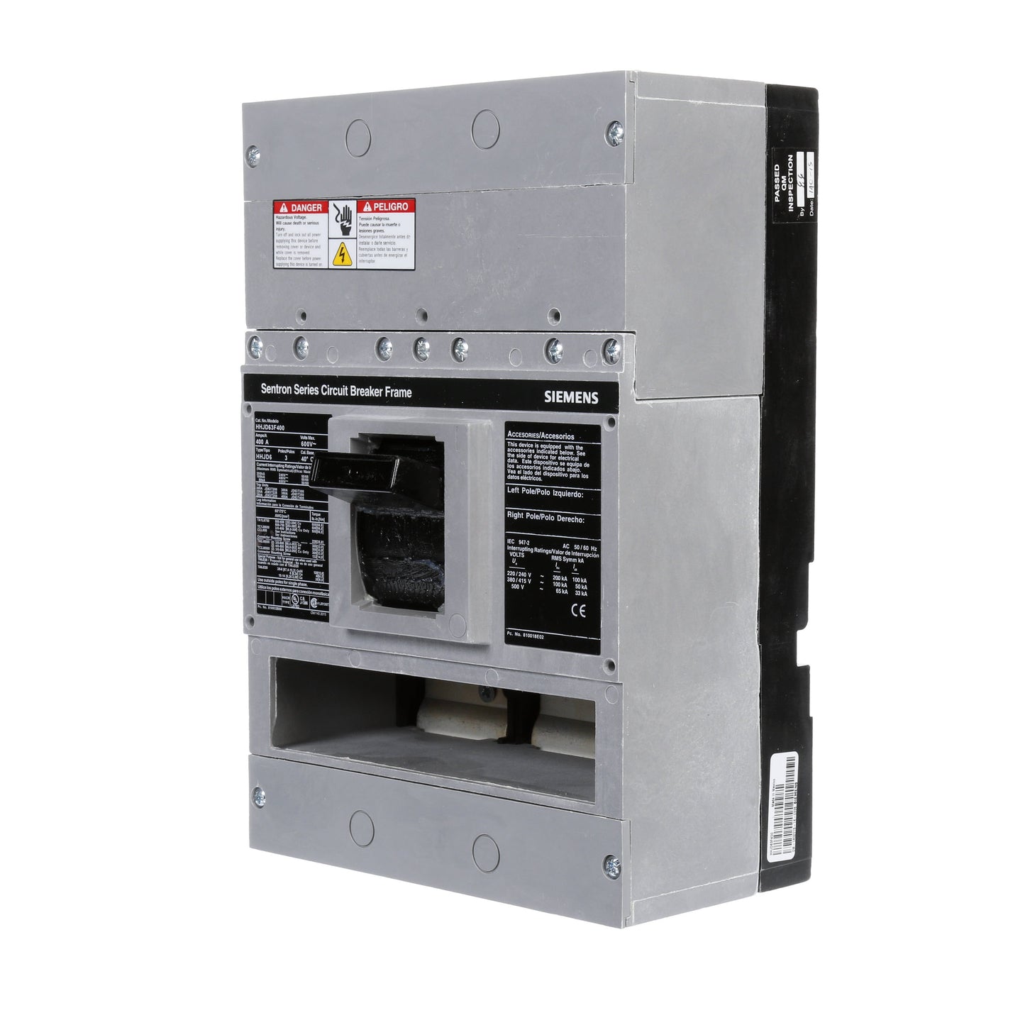 Siemens HHJD63F400 Molded Case Circuit Breaker | 600V 400A 3P 100kA@480V Bolt-On Sentron Series