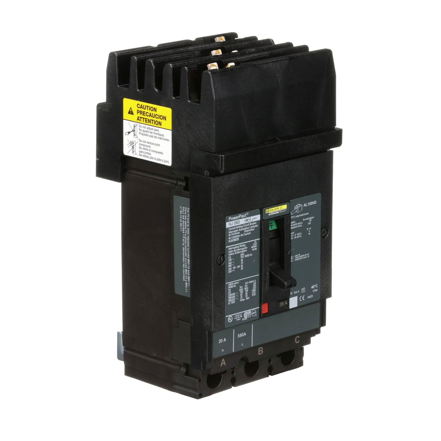 Square D HJA36020 Circuit Breaker | 600V 20A 3P 65kA@480V I-Line Style Plug-In Powerpact