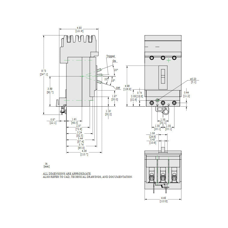 Square D HJA36020 Circuit Breaker | 600V 20A 3P 65kA@480V I-Line Style Plug-In Powerpact