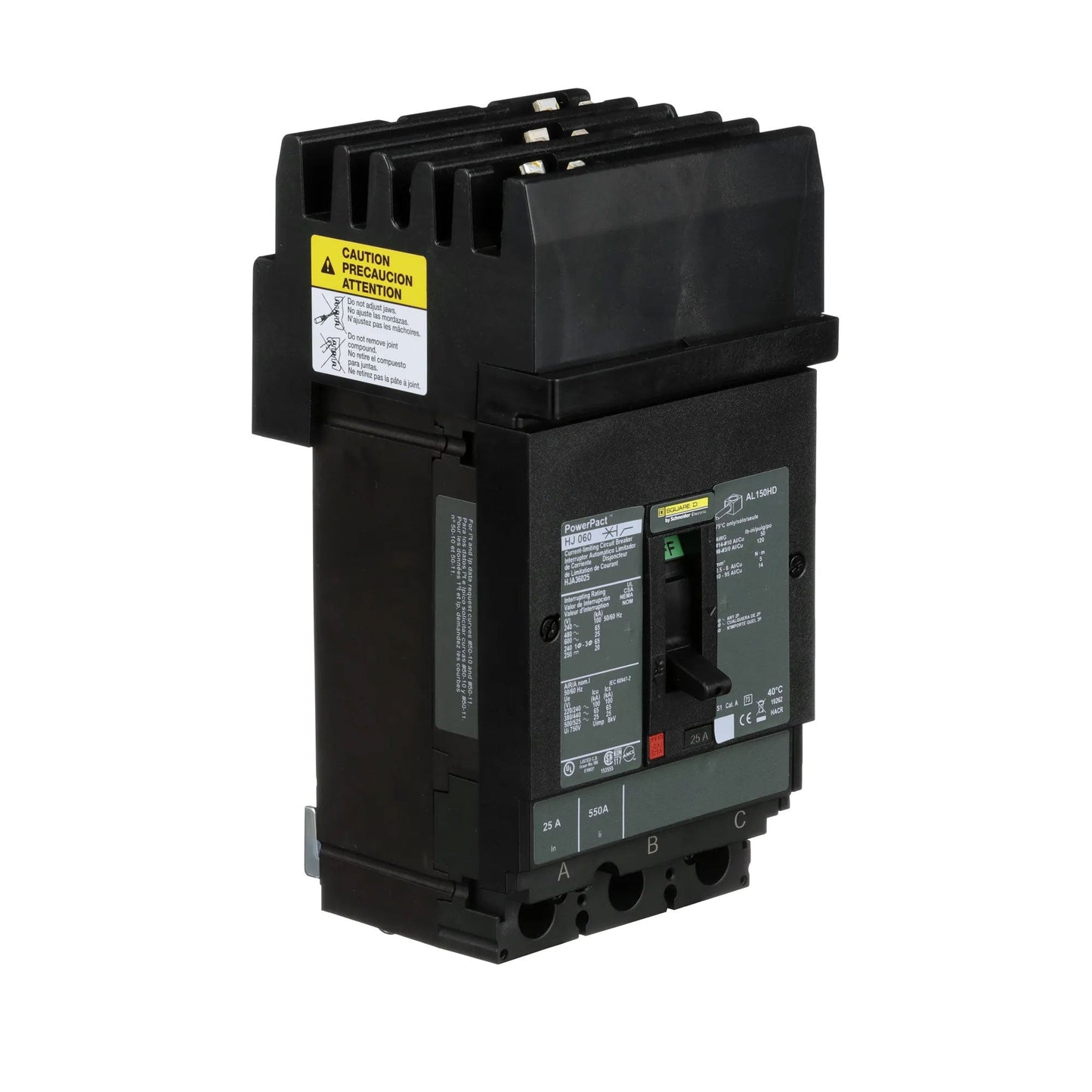 Square D HJA36025 Circuit Breaker | 600V 25A 3P 65kA@480V I-Line Style Plug-In Powerpact