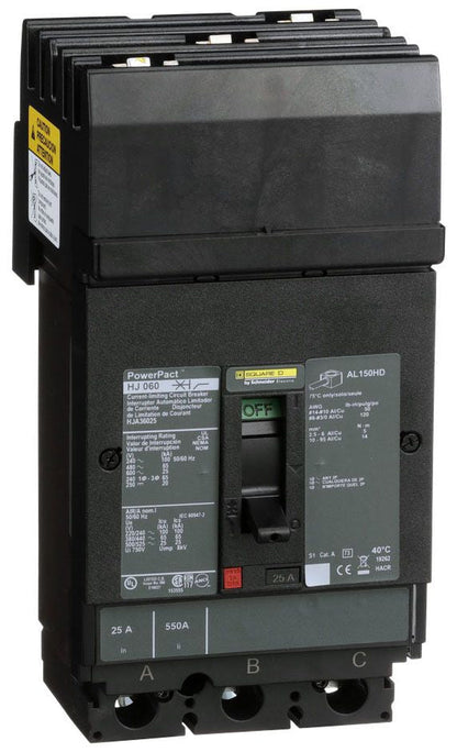 HJA36025 - Square D I-Line Style Plug-In 25 Amp 3 Pole Circuit Breaker - Essential Electric Supply