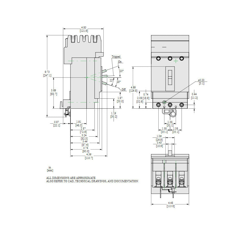 Square D HJA36030 Circuit Breaker | 600V 30A 3P 65kA@480V I-Line Style Plug-In Powerpact