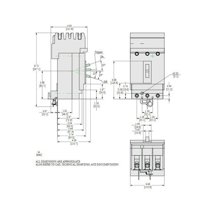 Square D HJA36040 Circuit Breaker | 600V 40A 3P 65kA@480V I-Line Style Plug-In Powerpact