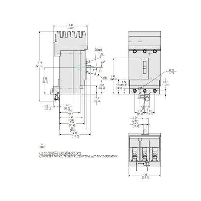 Square D HJA36045 Circuit Breaker | 600V 45A 3P 65kA@480V I-Line Plug-In Powerpact