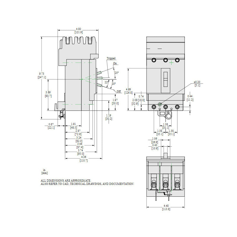 Square D HJA36050 Circuit Breaker | 600V 50A 3P 65kA@480V I-Line Style Plug-In Powerpact