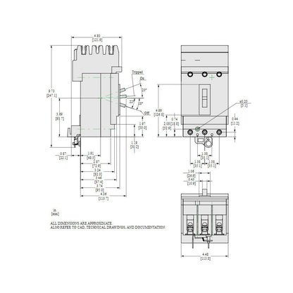Square D HJA36050 Circuit Breaker | 600V 50A 3P 65kA@480V I-Line Style Plug-In Powerpact