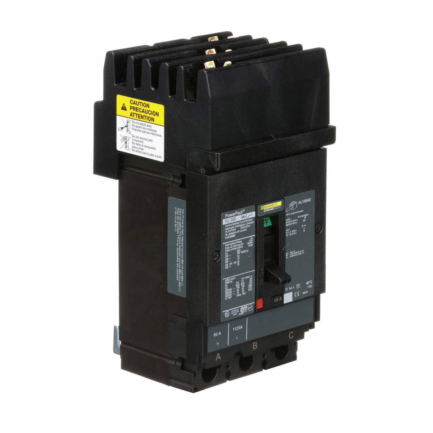 Square D HJA36060 Circuit Breaker | 600V 60A 3P 65kA@480V I-Line Style Plug-In Powerpact