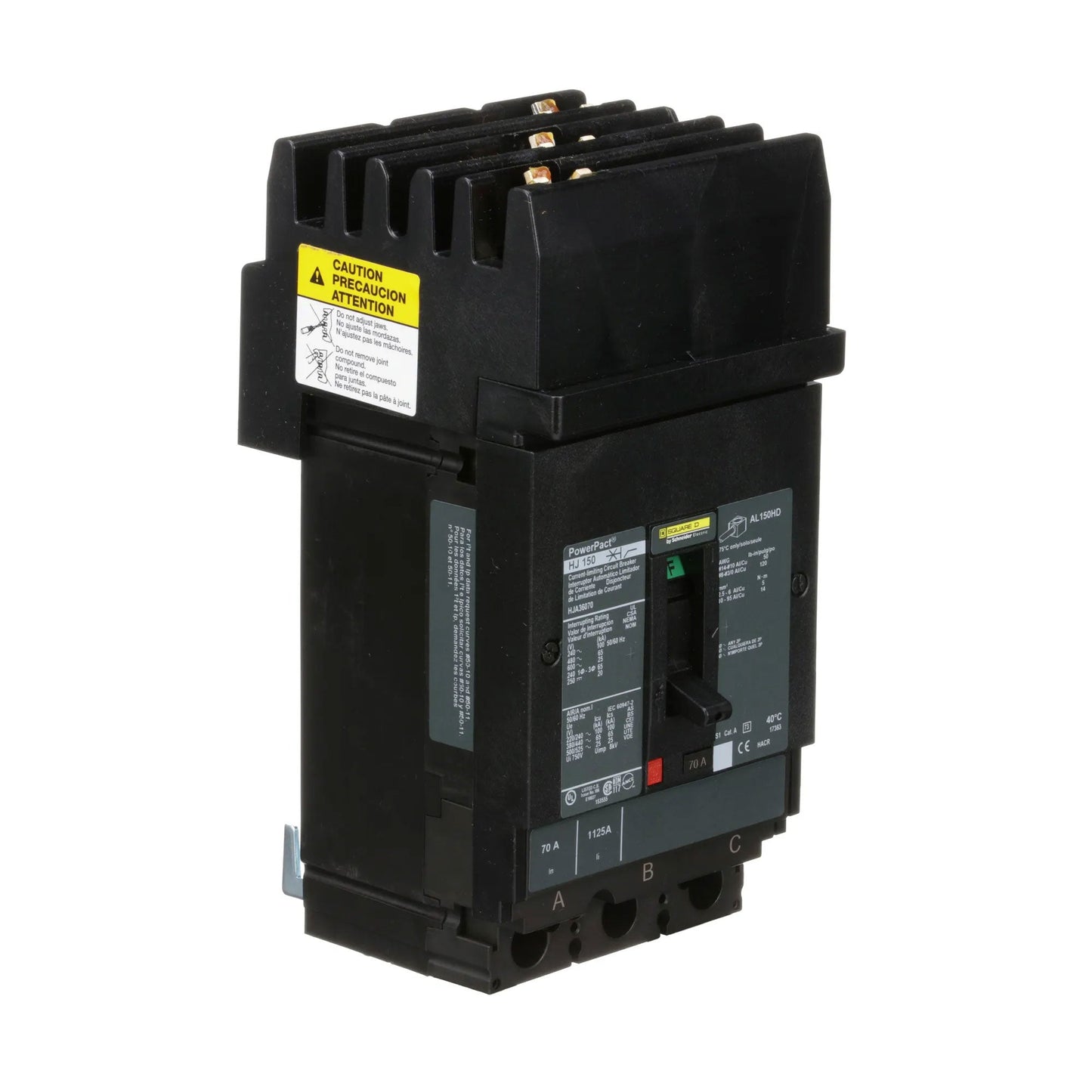 Square D HJA36070 Circuit Breaker | 600V 70A 3P 65kA@480V I-Line Style Plug-In Powerpact