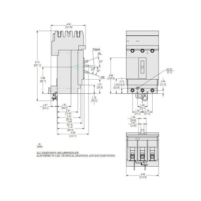 Square D HJA36070 Circuit Breaker | 600V 70A 3P 65kA@480V I-Line Style Plug-In Powerpact