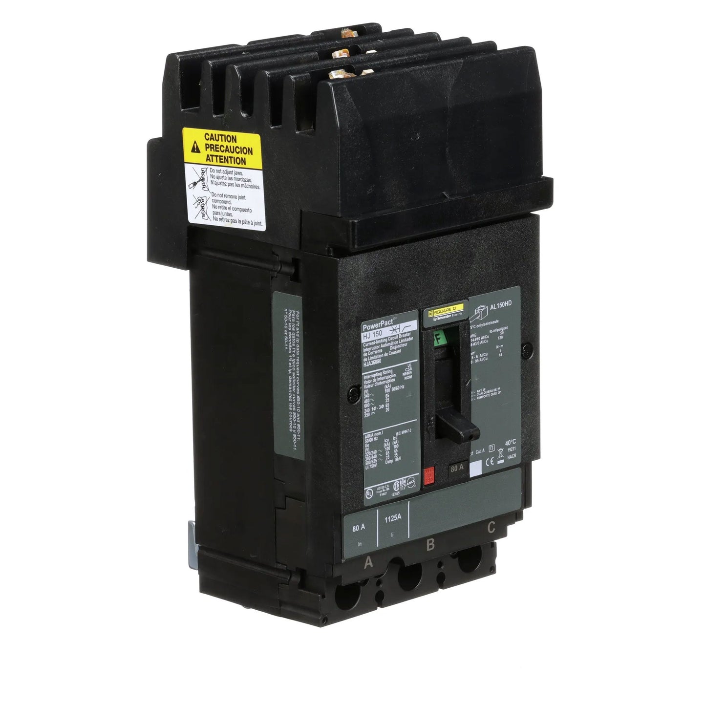Square D HJA36080 Molded Case Circuit Breaker | 600V 80A 3P 65kA@480V I-Line Plug-In Powerpact