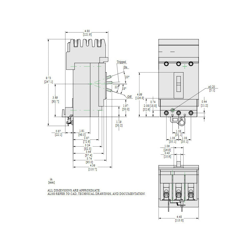 Square D HJA36090 Molded Case Circuit Breaker | 600V 90A 3P 65kA@480V I-Line Plug-In Powerpact HJA