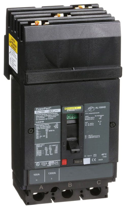 HJA36100 - Square D I-Line Style Plug-In 100 Amp 3 Pole Circuit Breaker - Essential Electric Supply