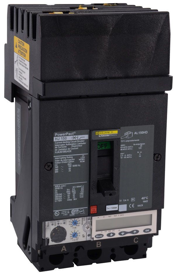 HJA36100U43X - Square D I-Line Style Plug-In 100 Amp 3 Pole Circuit Breaker - Essential Electric Supply
