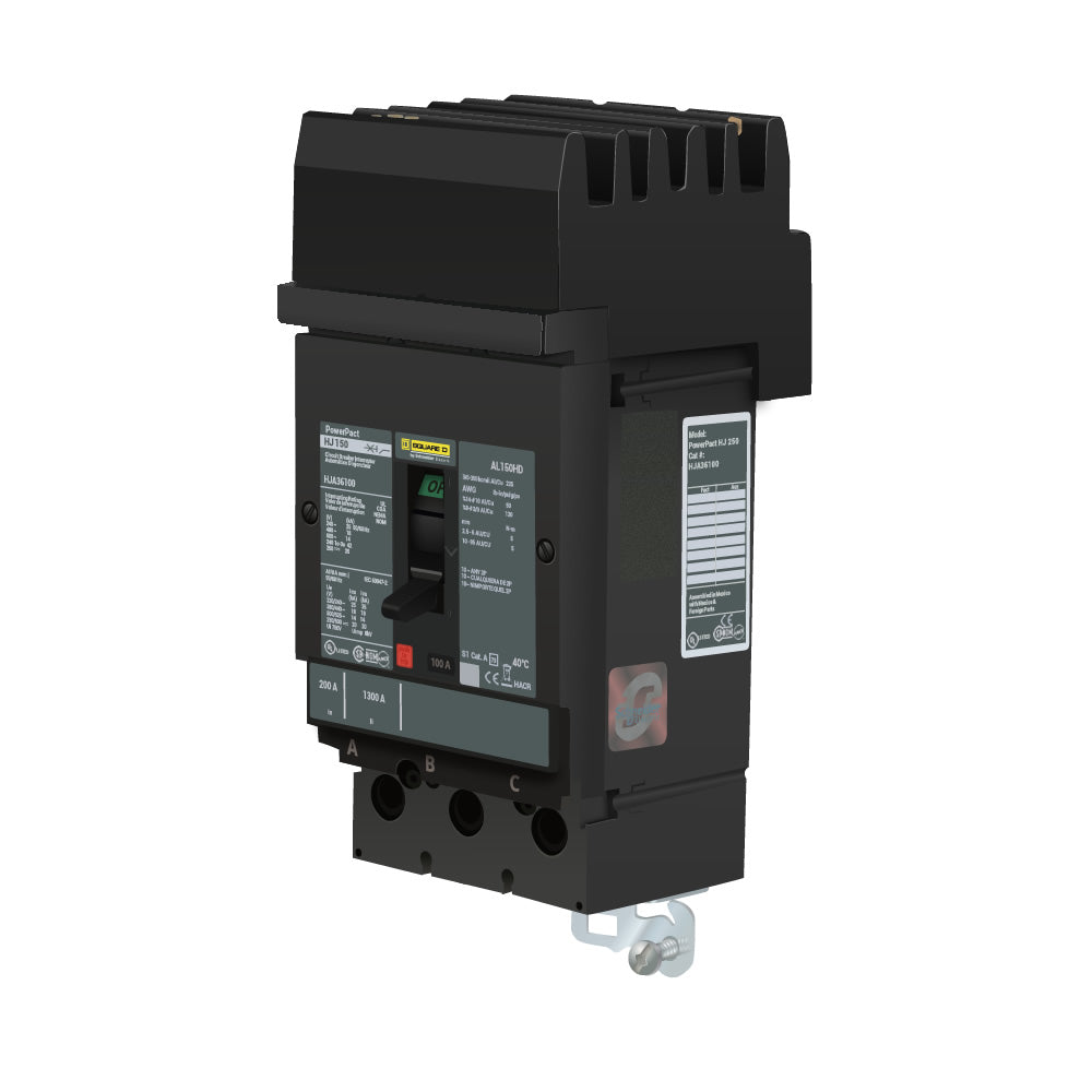 Square D HJA36100 Circuit Breaker | 600V 100A 3P 65kA@480V I-Line Style Plug-In Powerpact