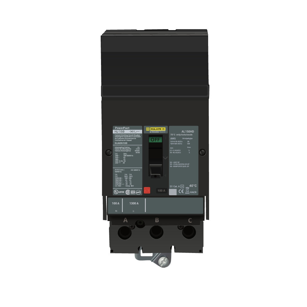 Square D HJA36100 Circuit Breaker | 600V 100A 3P 65kA@480V I-Line Style Plug-In Powerpact