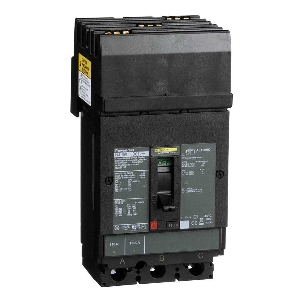 Square D HJA36110 Molded Case Circuit Breaker | 600V 110A 3P 65kA@480V I-Line Plug-In Powerpact