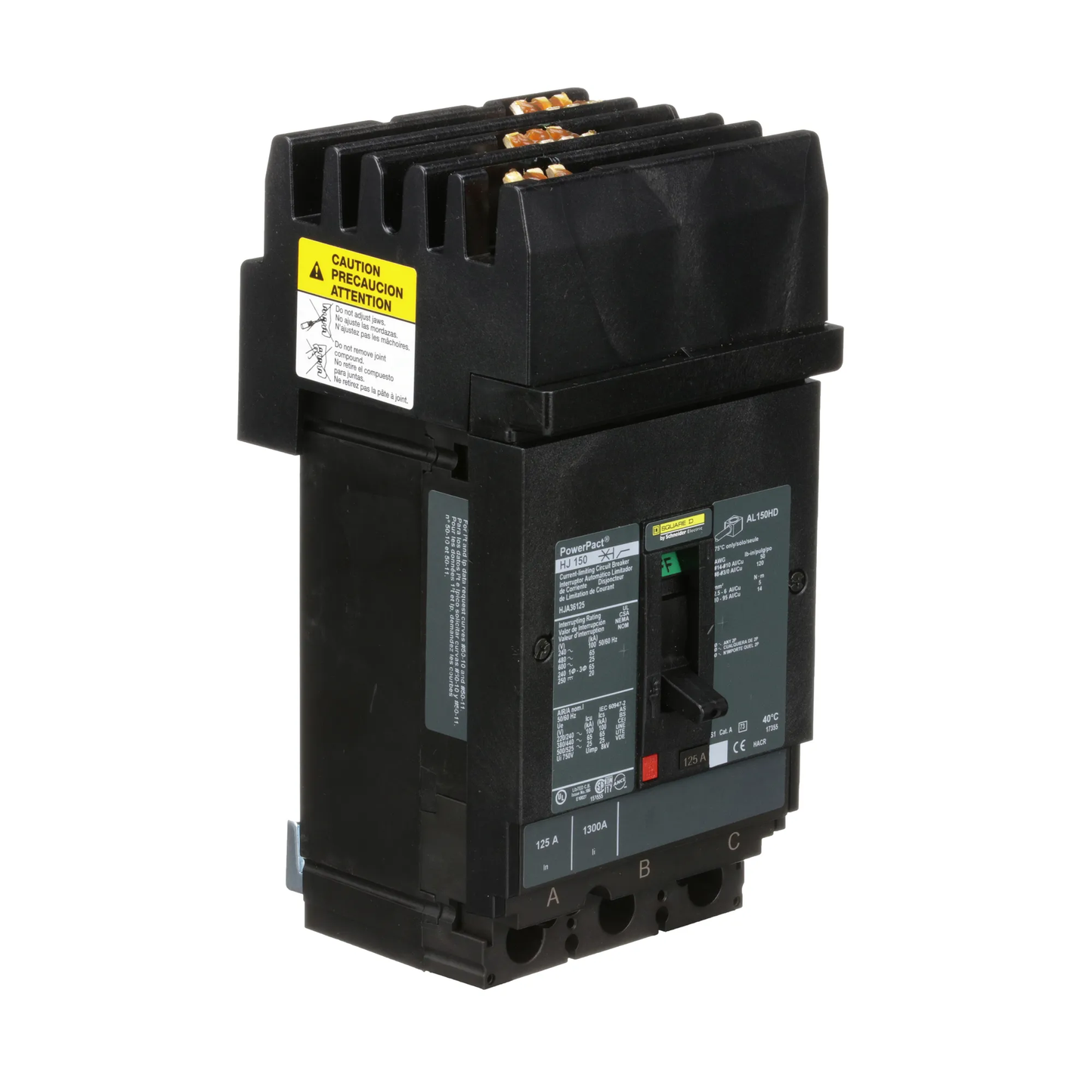 Square D HJA36125 Circuit Breaker | 600V 125A 3P 65kA@480V I-Line Style Plug-In Powerpact