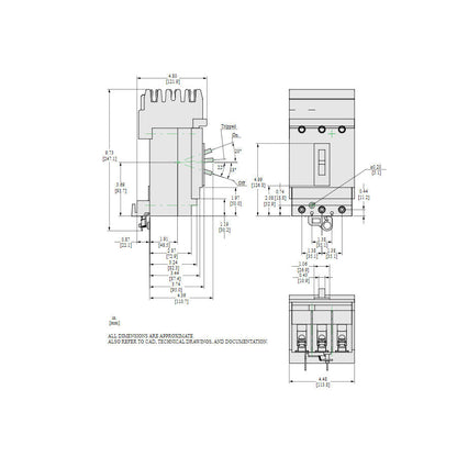 Square D HJA36125 Circuit Breaker | 600V 125A 3P 65kA@480V I-Line Style Plug-In Powerpact
