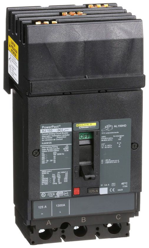 HJA36125 - Square D I-Line Style Plug-In 125 Amp 3 Pole Circuit Breaker - Essential Electric Supply