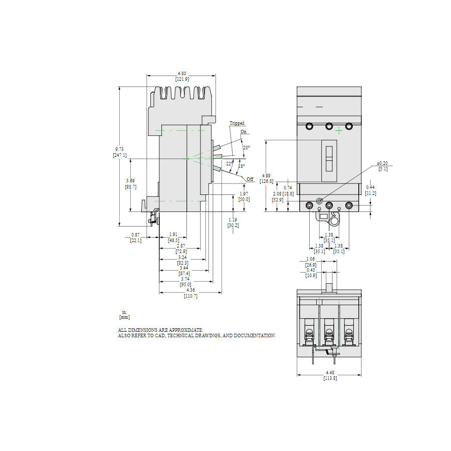 Square D HJA36150 Circuit Breaker | 600V 150A 3P 65kA@480V I-Line Style Plug-In Powerpact