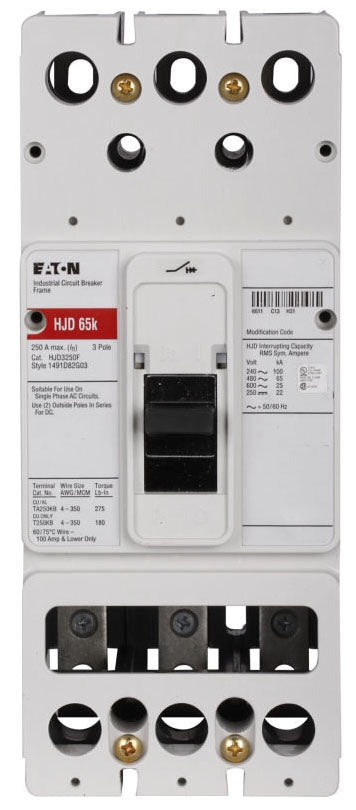 HJD3250F - Westinghouse/ Eaton/ Cutler Hammer Bolt-On 250 Amp 3 Pole Circuit Breaker - Essential Electric Supply