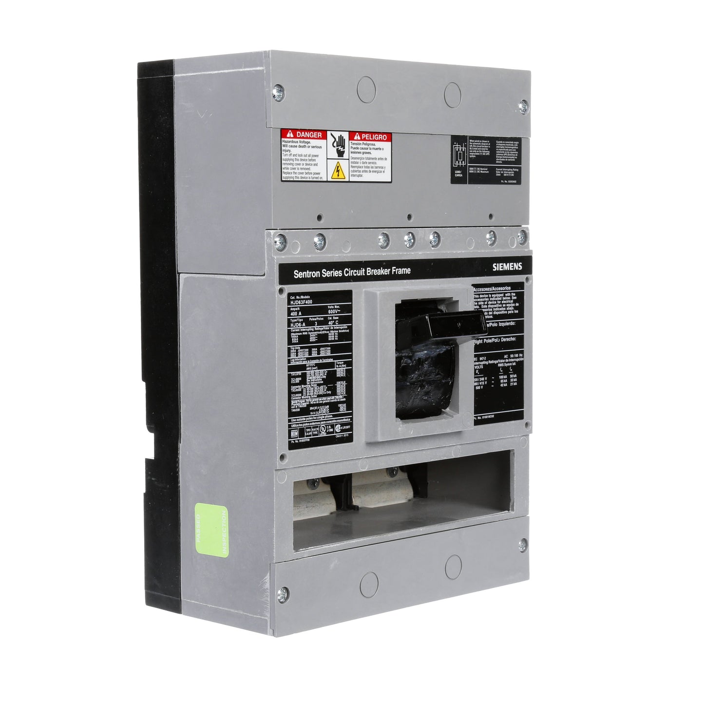 Siemens HJD63F400 Molded Case Circuit Breaker | 600V 400A 3P 65kA@480V Bolt-On Sentron Series