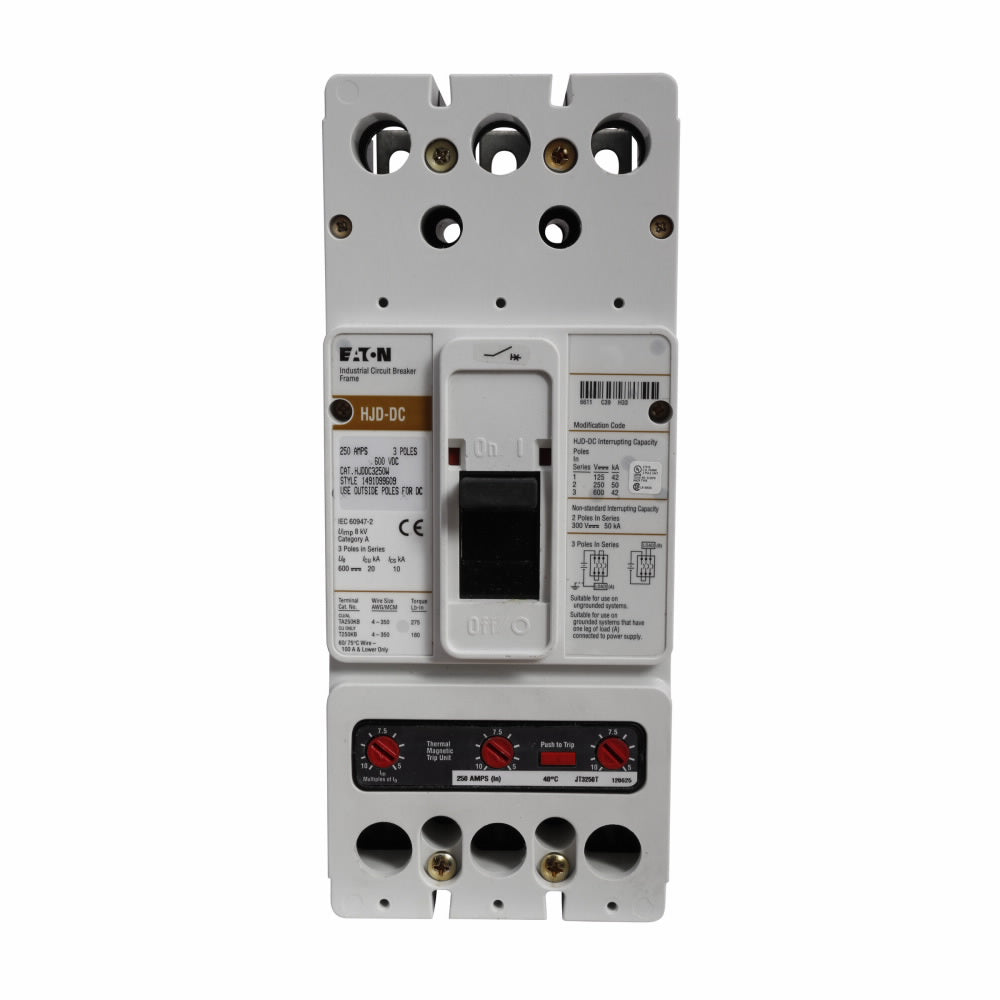 HJDDC3250W - Eaton/ Westinghouse/ Cutler Hammer Bolt-On 250 Amp 3 Pole Circuit Breaker - Essential Electric Supply