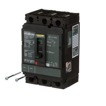 Square D HJL36015 Circuit Breaker | 600V 15A 3P 65kA@480V Feed-Thru Powerpact