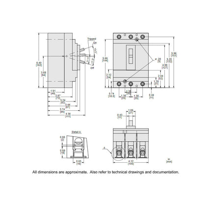 Square D HJL36015 Circuit Breaker | 600V 15A 3P 65kA@480V Feed-Thru Powerpact
