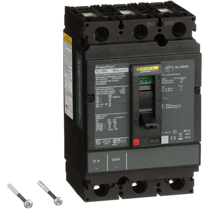 Square D HJL36015 Circuit Breaker | 600V 15A 3P 65kA@480V Feed-Thru Powerpact
