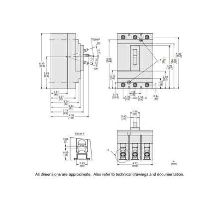 Square D HJL36025 Circuit Breaker | 600V 25A 3P 65kA@480V Feed-Thru Powerpact