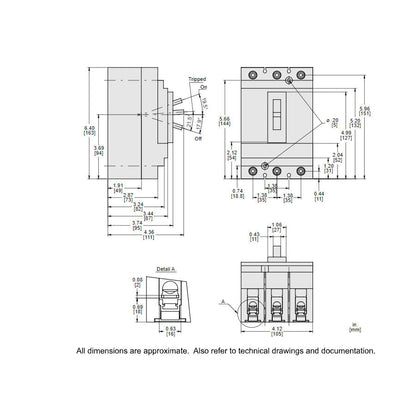 Square D HJL36030 Circuit Breaker | 600V 30A 3P 65kA@480V Feed-Thru Powerpact