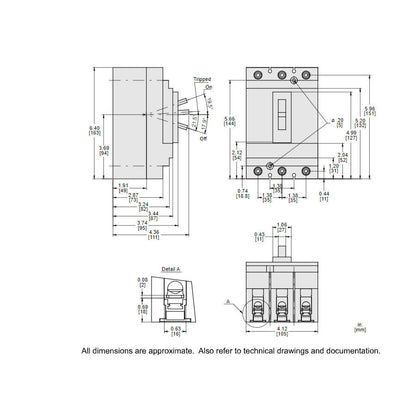 Square D HJL36030AA Circuit Breaker | 600V 30A 3P 65kA@480V Feed-Thru Powerpact