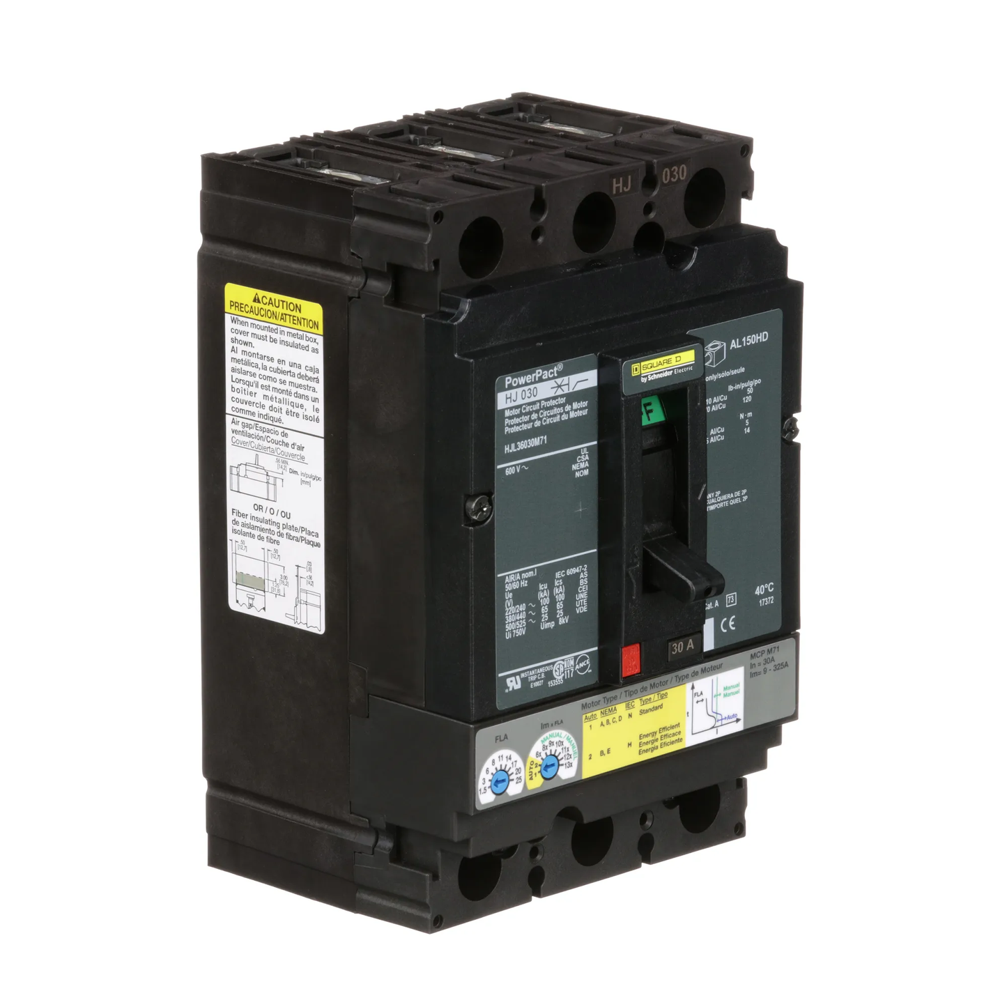 Square D HJL36030M71 Circuit Breaker | 600V 30A 3P 65kA@480V Feed-Thru Powerpact