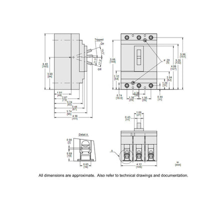 Square D HJL36030M71 Circuit Breaker | 600V 30A 3P 65kA@480V Feed-Thru Powerpact