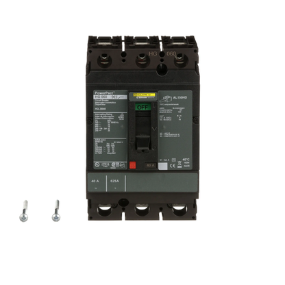 Square D HJL36040 Circuit Breaker | 600V 40A 3P 65kA@480V Feed-Thru Powerpact