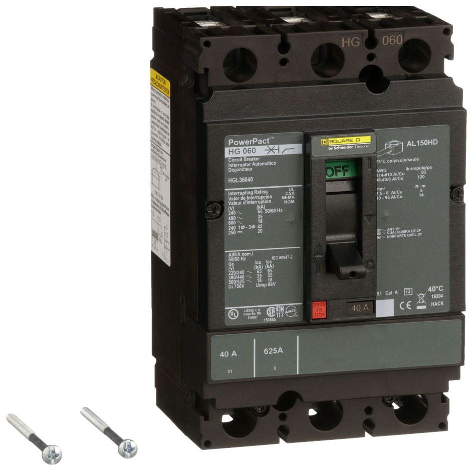 HJL36040 - Schneider Electric/ Square D Feed-Thru 40 Amp 3 Pole Circuit Breaker - Essential Electric Supply