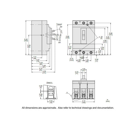 Square D HJL36045 Circuit Breaker | 600V 45A 3P 65kA@480V Feed-Thru Powerpact