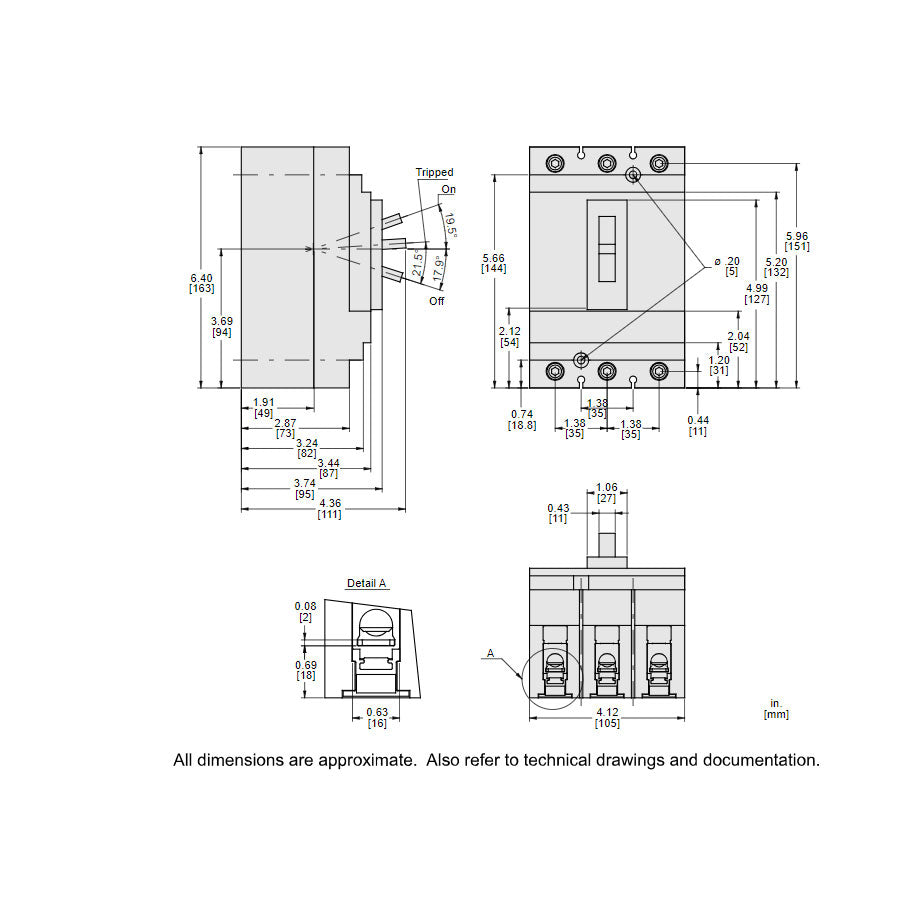 Square D HJL36050 Circuit Breaker | 600V 50A 3P 65kA@480V Feed-Thru Powerpact