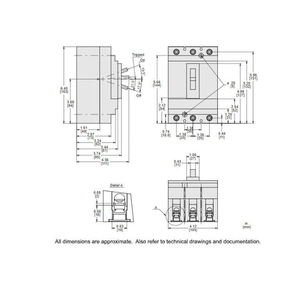Square D HJL36050 Circuit Breaker | 600V 50A 3P 65kA@480V Feed-Thru Powerpact