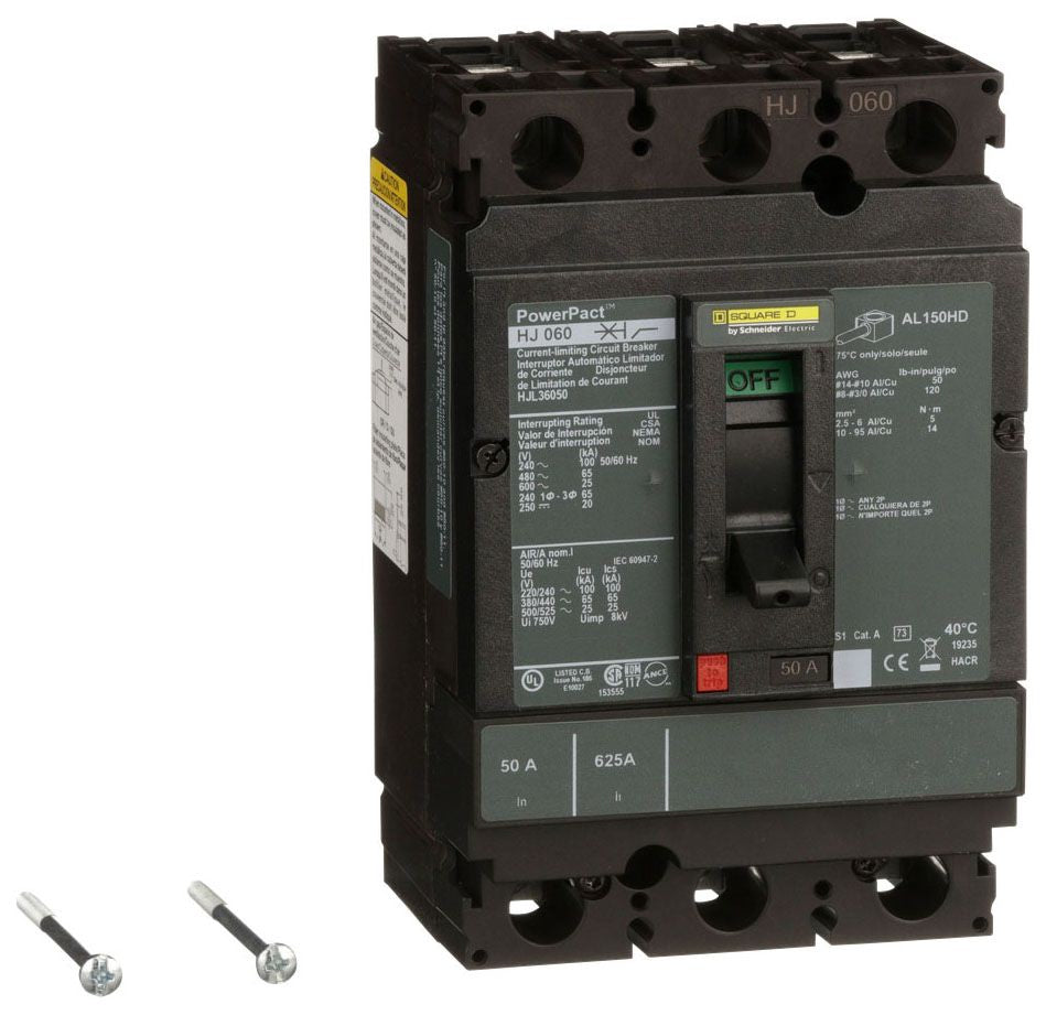 HJL36050 - Square D/ Schneider Electric Feed-Thru 50 Amp 3 Pole Circuit Breaker - Essential Electric Supply