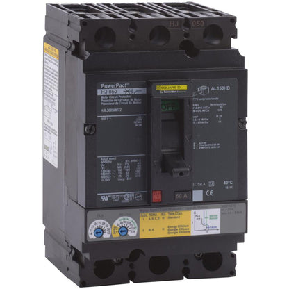 Square D HJL36050M72 Circuit Breaker | 600V 50A 3 Pole 65kA@480V Powerpact