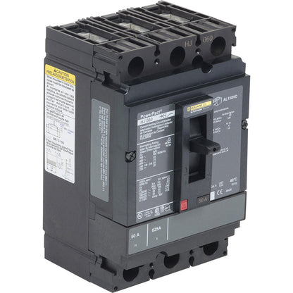 Square D HJL36050 Circuit Breaker | 600V 50A 3P 65kA@480V Feed-Thru Powerpact