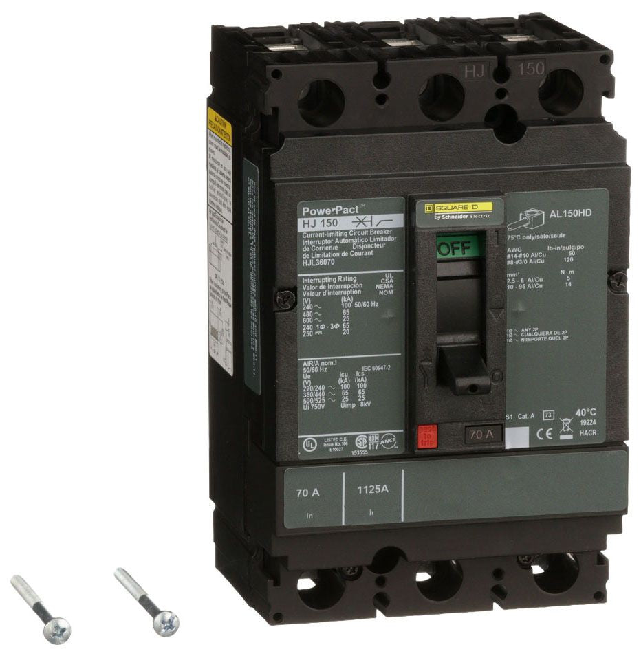HJL36070 - Schneider Electric/ Square D Feed-Thru 70 Amp 3 Pole Circuit Breaker - Essential Electric Supply
