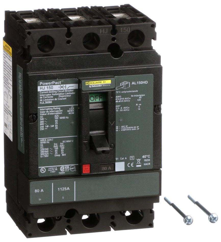 HJL36080 - Schneider Electric/ Square D Feed-Thru 80 Amp 3 Pole Circuit Breaker - Essential Electric Supply