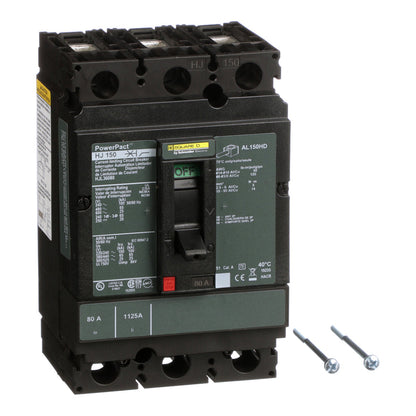 Square D HJL36080 Circuit Breaker | 600V 80A 3P 65kA@480V Feed-Thru Powerpact