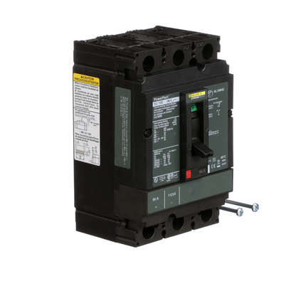 Square D HJL36090 Circuit Breaker | 600V 90A 3P 65kA@480V Feed-Thru Powerpact