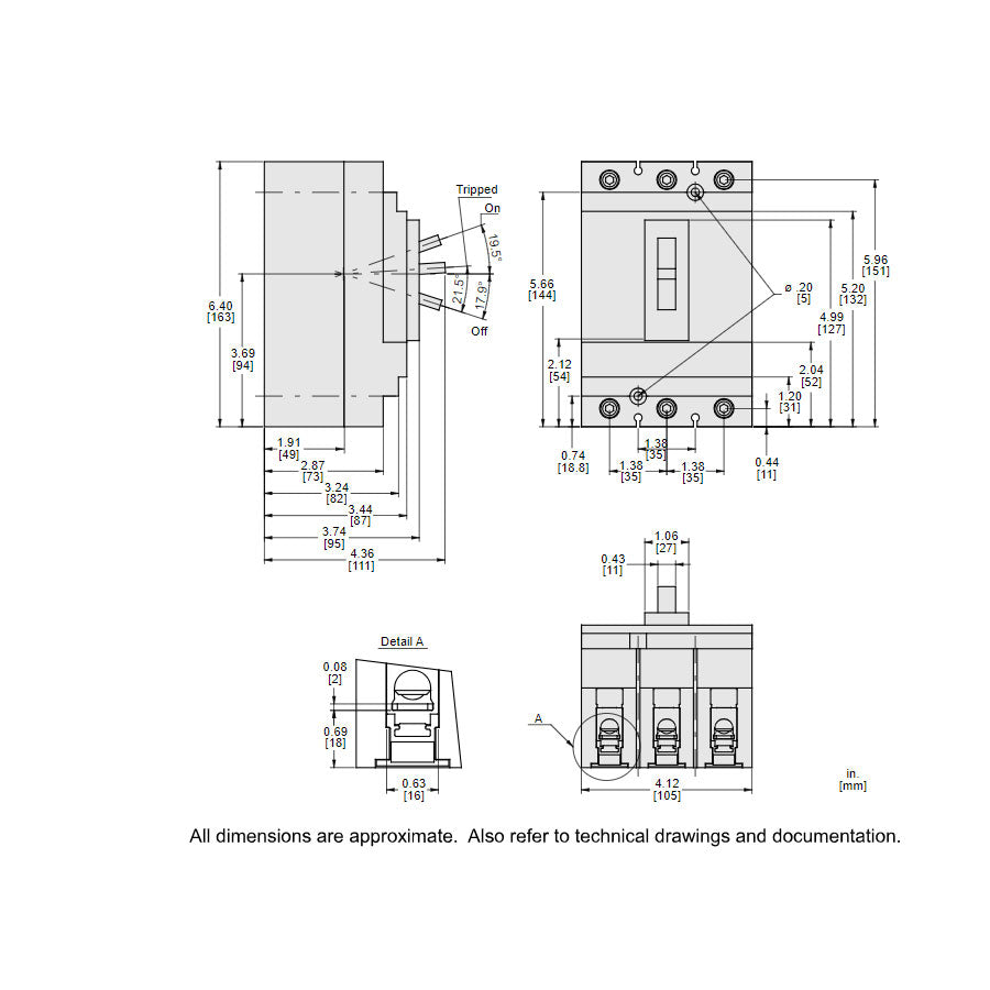 Square D HJL36090 Circuit Breaker | 600V 90A 3P 65kA@480V Feed-Thru Powerpact