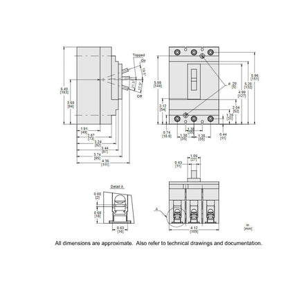 Square D HJL36090 Circuit Breaker | 600V 90A 3P 65kA@480V Feed-Thru Powerpact